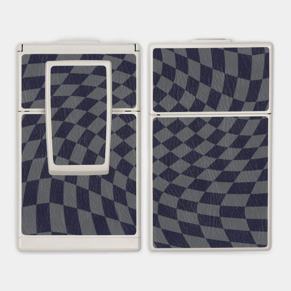 SX-70 SLR-680 Blue & Grey Wave Check Vegan Leather Camera Skins Cheap - Image 4