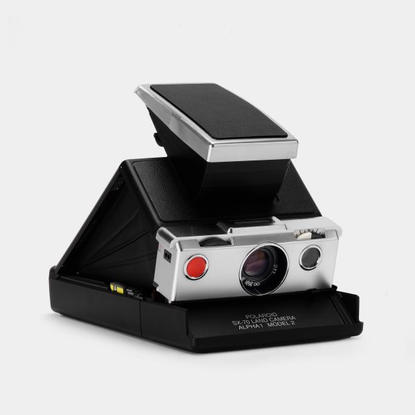Polaroid SX-70 Alpha Black With Chrome Folding Instant Film Camera For Cheap